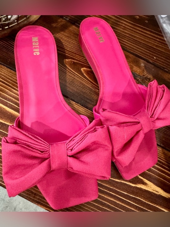Maeve Shoes - Maeve Bright Pink Bow Slide Mules